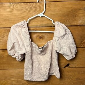 Abercrombie & Fitch Women’s‎  Lg Smocked Top Blouse Puff Sleeve Linen Blend Y2K